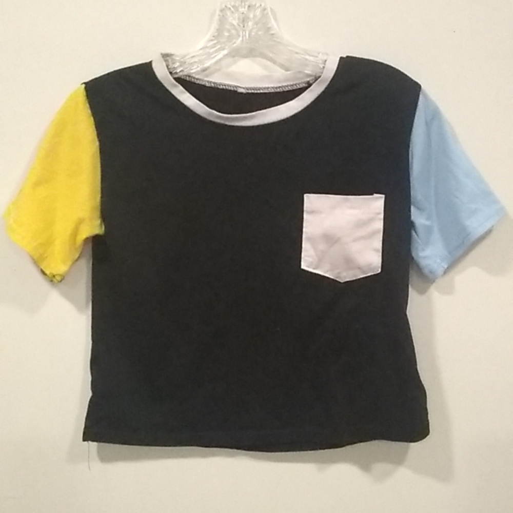 black tee/colored sleeves